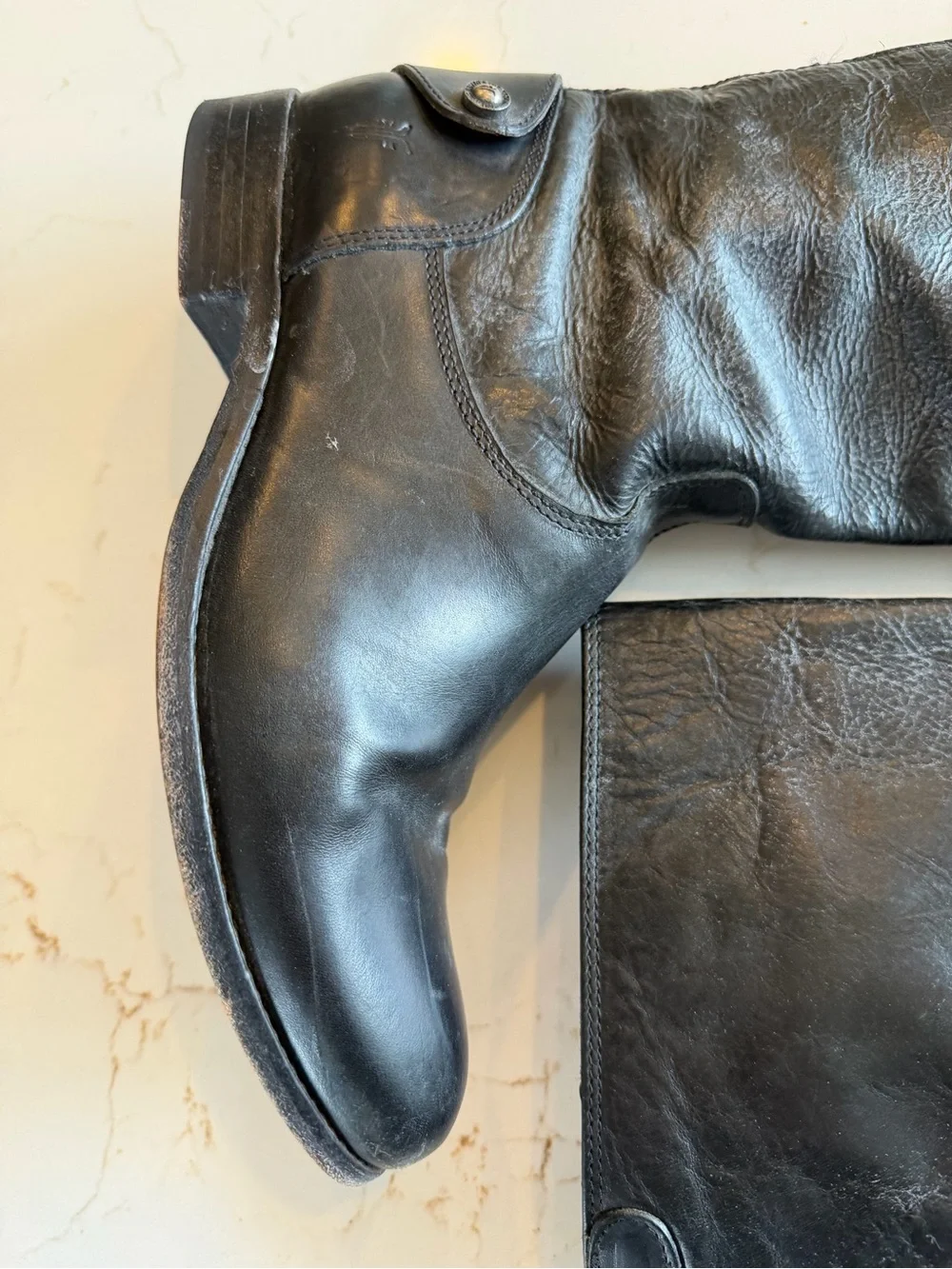 Frye Black Tall Melissa Button Leather Riding Boots High Shaft Zipper / 9.5